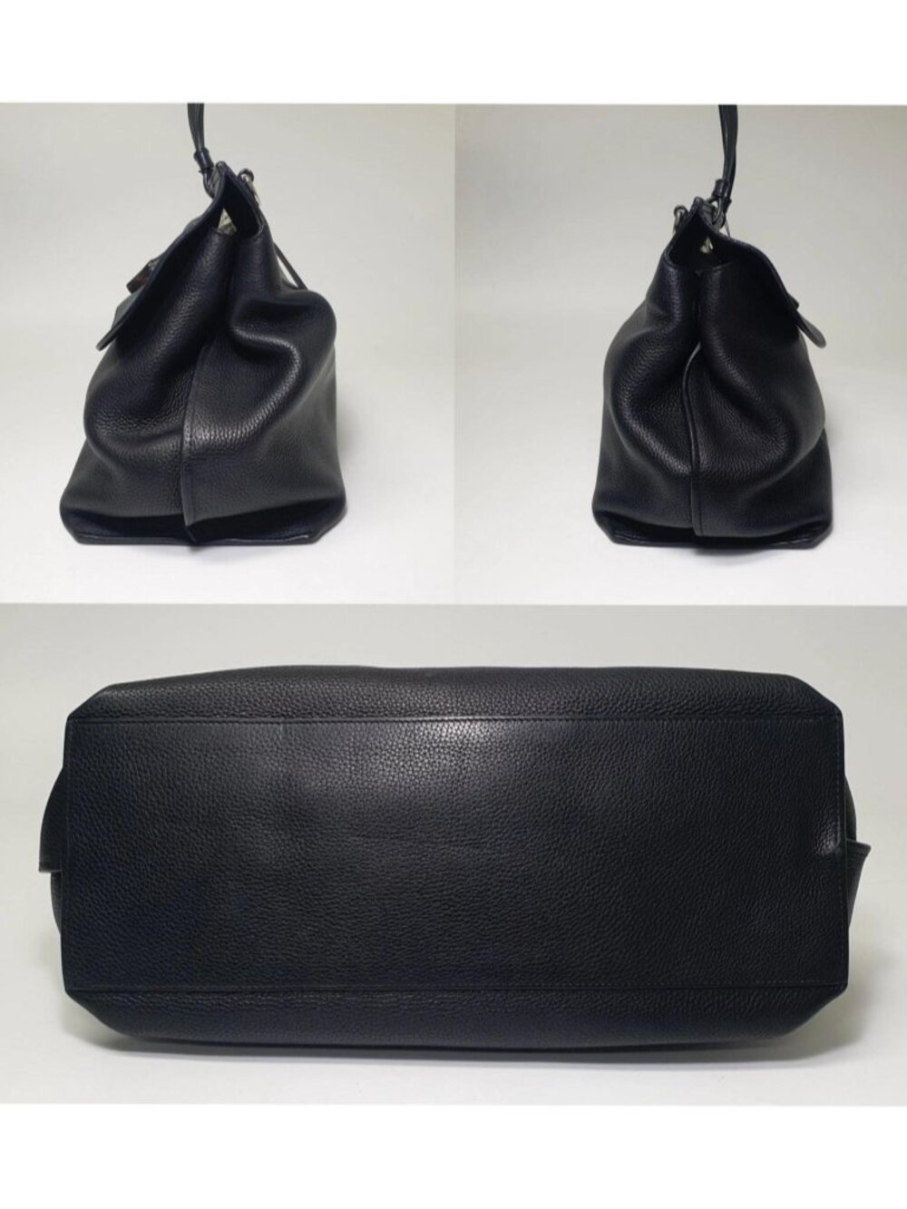 Authentic Gucci Bamboo Daily Black Pebbled Leather Top Handle Shoulder Bag - Picture 4 of 12